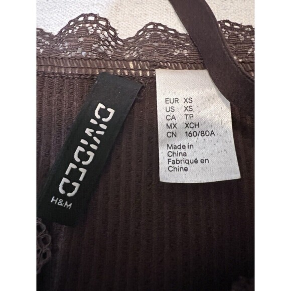 Divided‎ Y2k Style Brown Ribbed Knit Tank Dress Lace Trim Women's Size XS - Picture 6 of 7